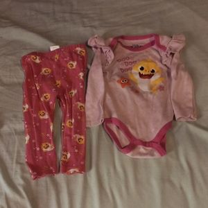 Pink Fongs Baby Shark girls onesie and leggings.   Box 299.   8/23